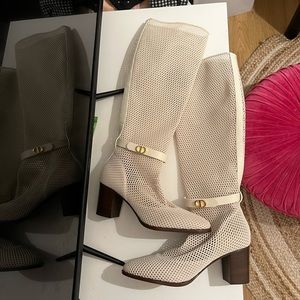 Dior empriente mesh white knee boots size 39